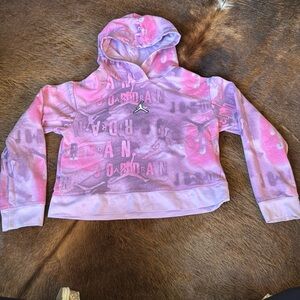Pink and purple air Jordan crop top hoodie